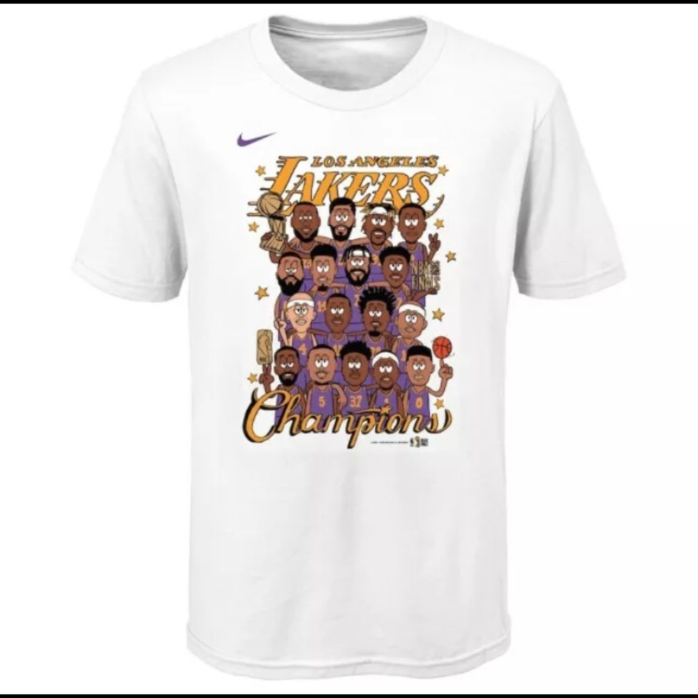 Men’s Nike Los Angeles Lakers 2020 NBA Champions Caricature T-Shirt. New.